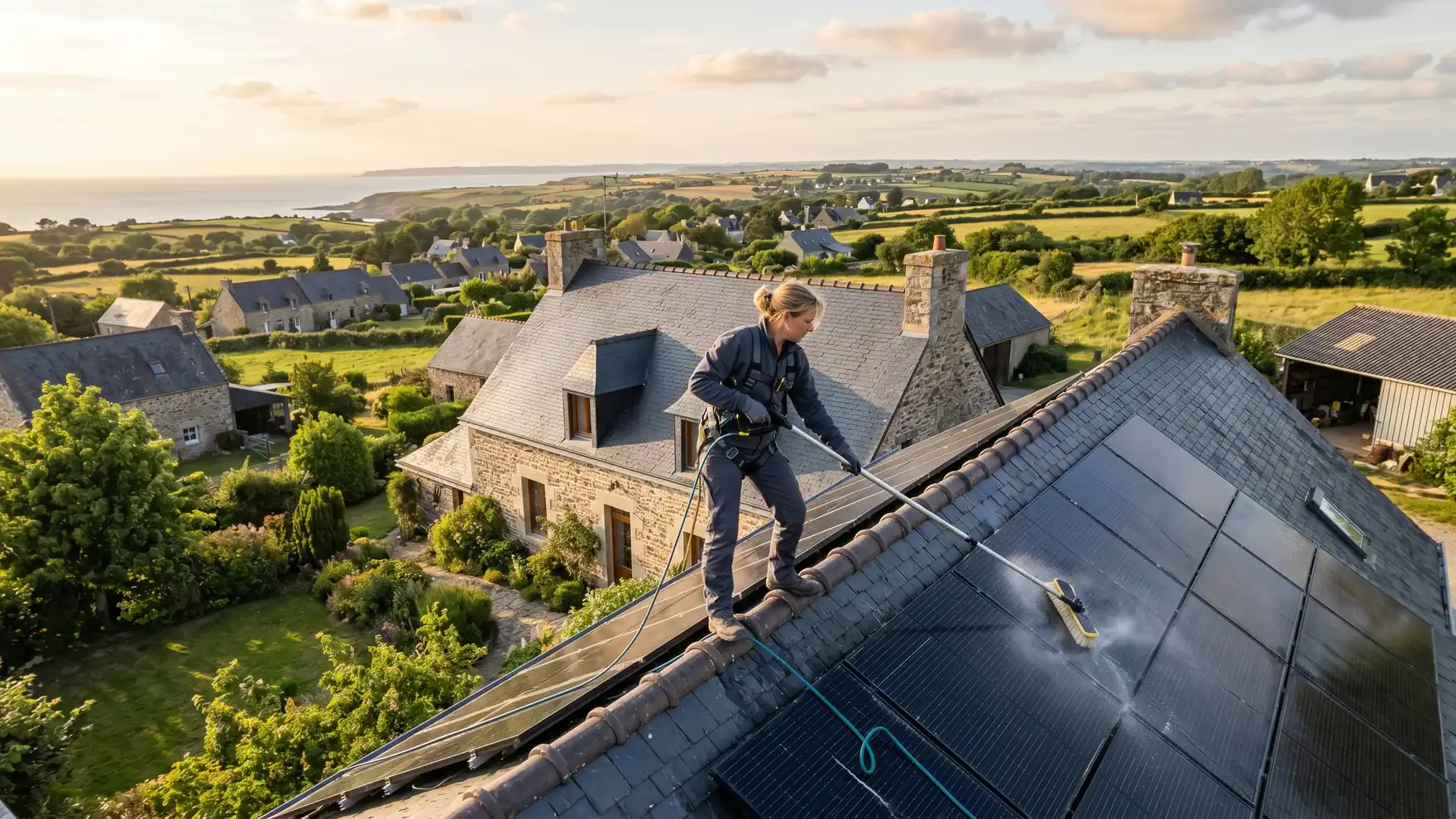 Nettoyage de panneaux solaires dans le pays de Redon