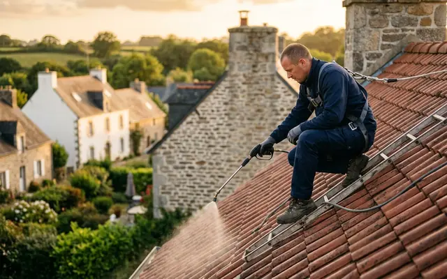 Traitement — démoussage de toiture dans le pays de Redon
