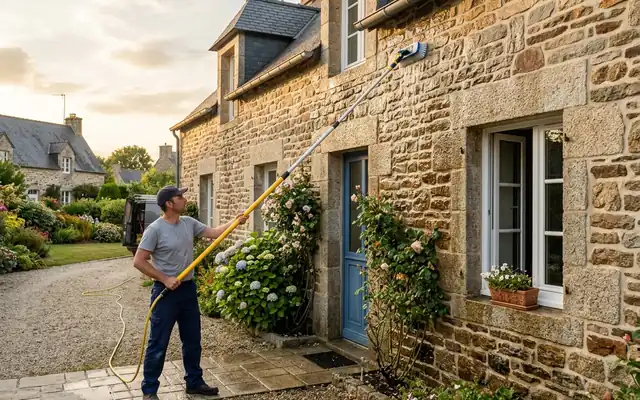 Rinçage — nettoyage de façade dans le pays de Redon
